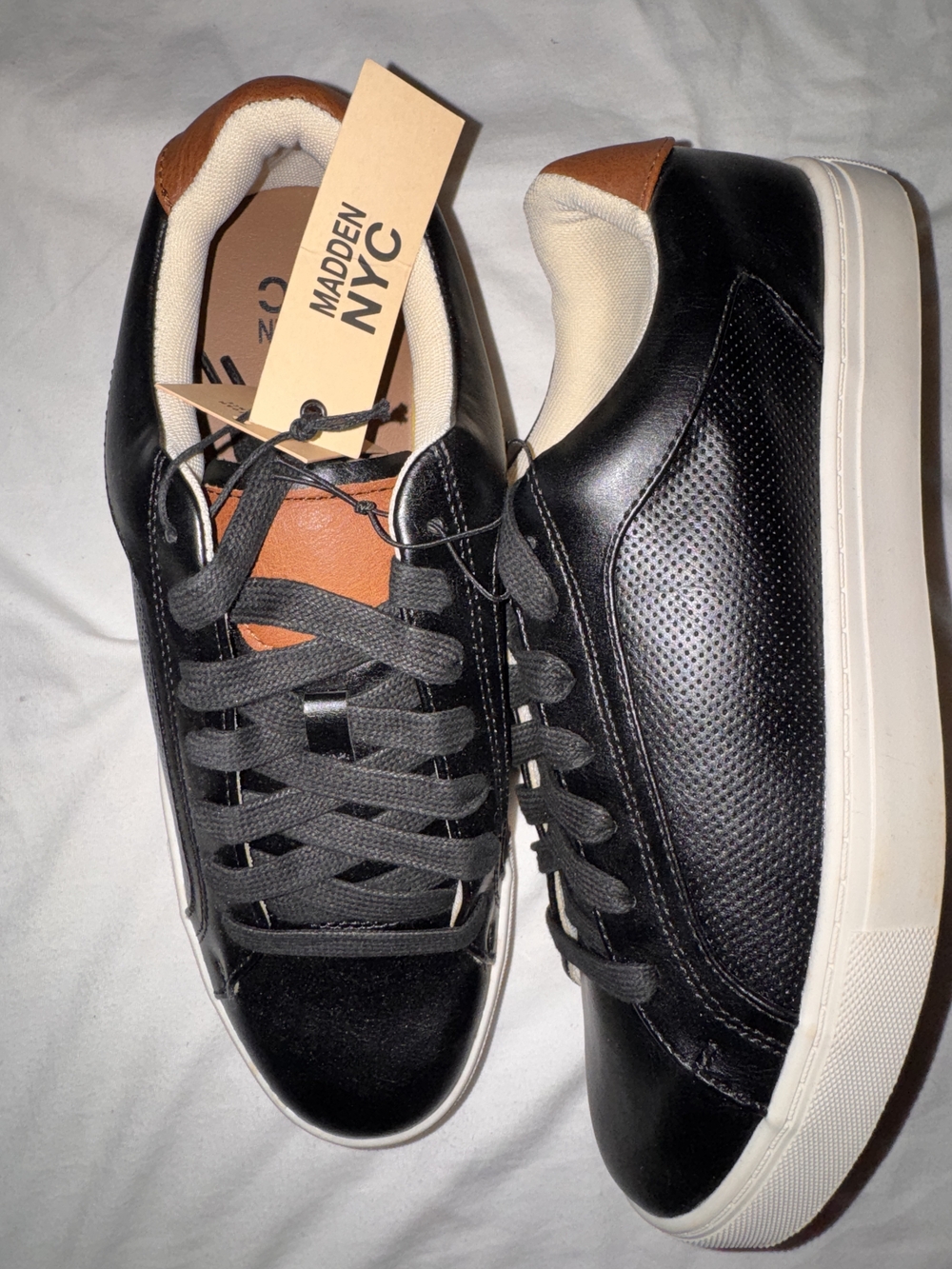 Madden NYC Court Men's Black Lace-Up Sneakers US 7.5 PU Upper TPR Outsole - NWT